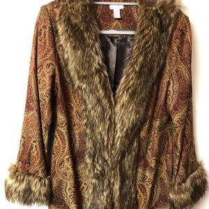 Chicos Fur trim coat